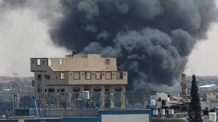 Smoke rises after an Israeli strike