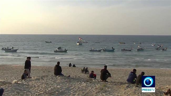 A screenshot shows the Palestinian freedom flotilla, which was launched in the besieged Gaza Strip on December 3, 2018.