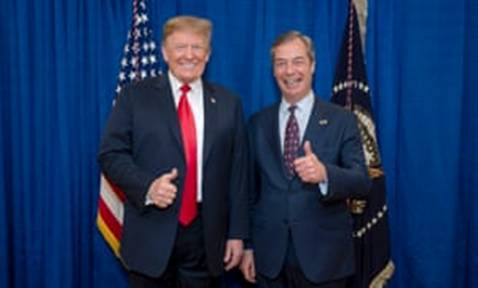 Donald Trump and Nigel Farage during talks at the White House over a no-deal Brexit, March 2019