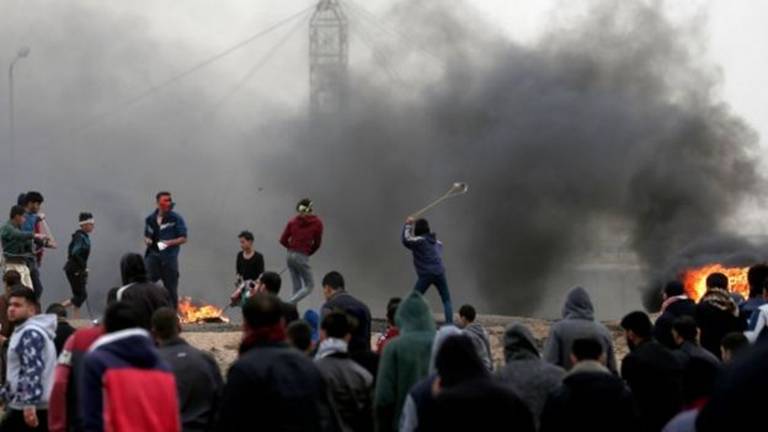 Protesters in Gaza